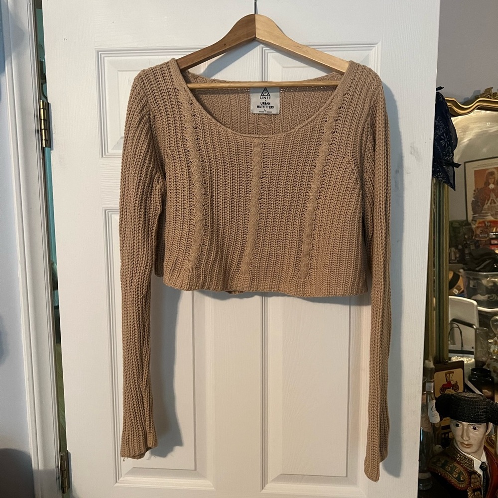 Unif urban outfitters tan crop sweater size large